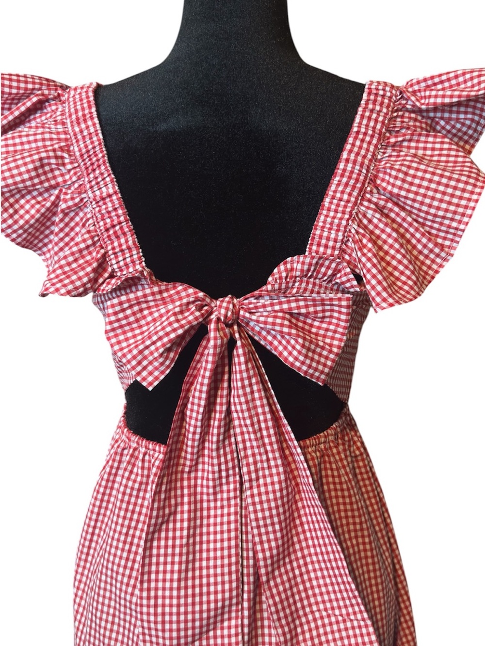 Sim and Sam Red Gingham Ruffle Midi Dress - Picture 6 of 9